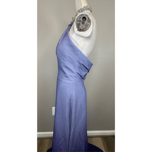 Rene Ruiz Embellished Halter Ombré Chiffon Gown Periwinkle Size US4 $995
